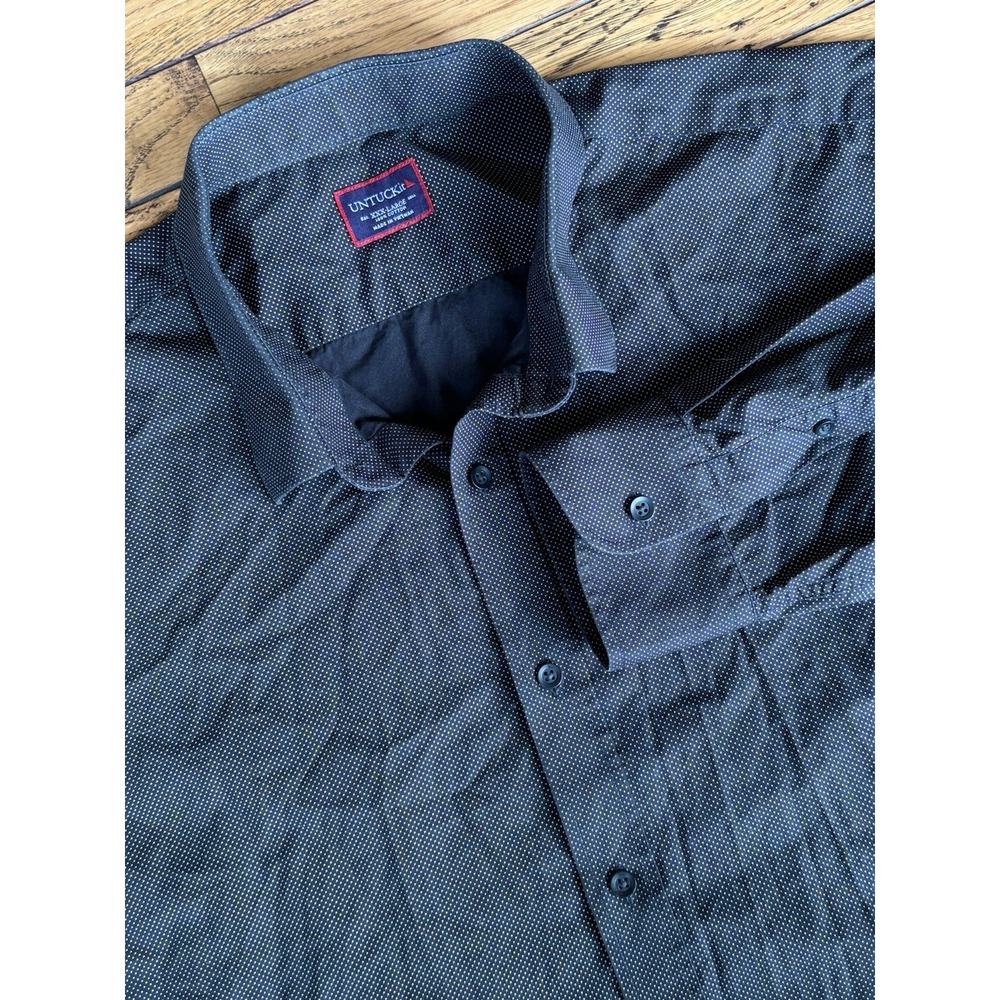 Untuckit Shirt Mens 3XL XXXL Black Polka Dot Button Up Casual Long Sleeved
